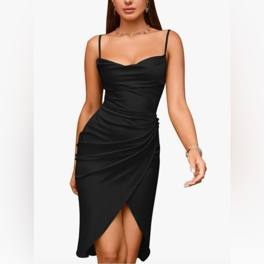 Black Satin Slip Dress NWT